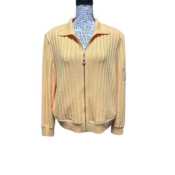 St. John Sport by Marie Gray Women Yellow Sweater, Zipper Front Y2K Old Money - Picture 1 of 7